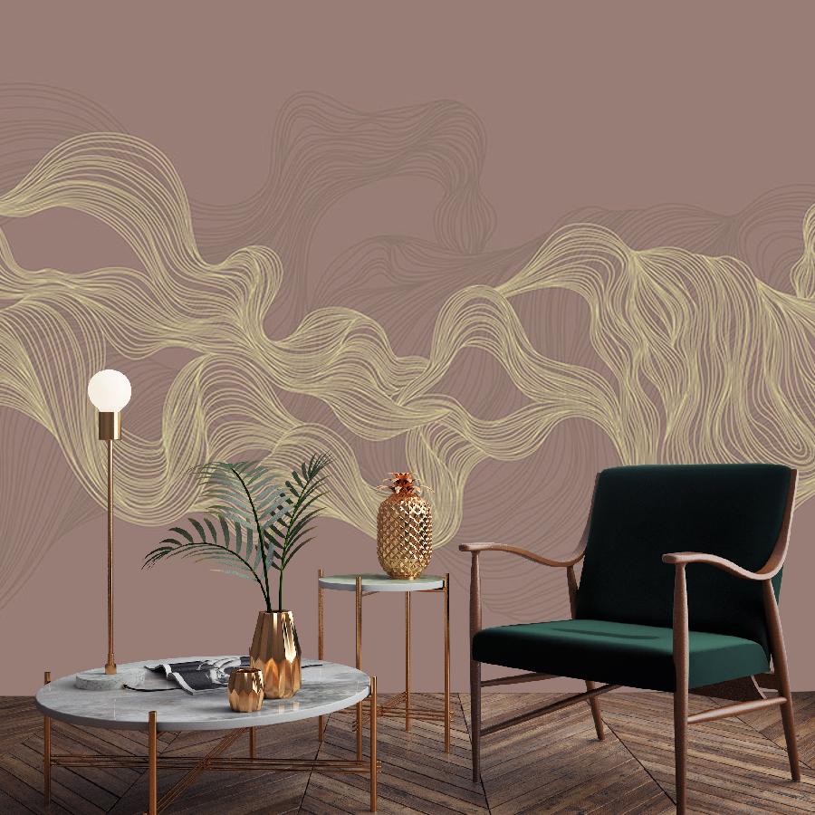 фотообои линии золотые на терракотовом 14-972