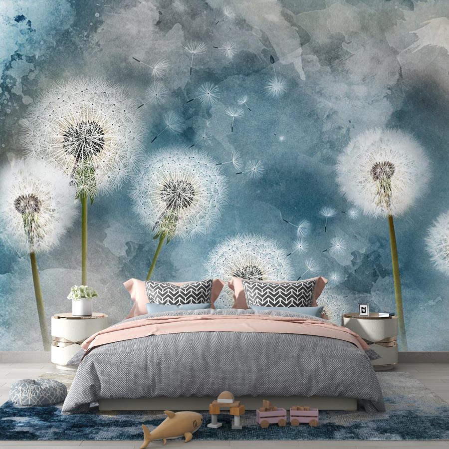 фотообои одуванчики на синем фоне 14-476