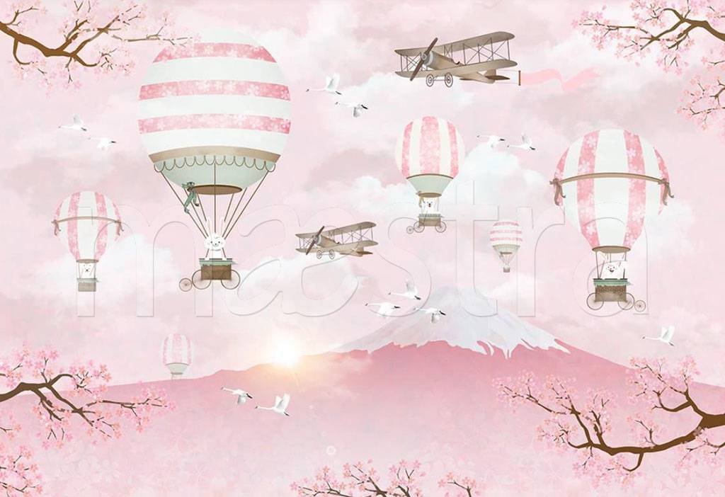 Фотообои Воздушные шары на розовом фоне