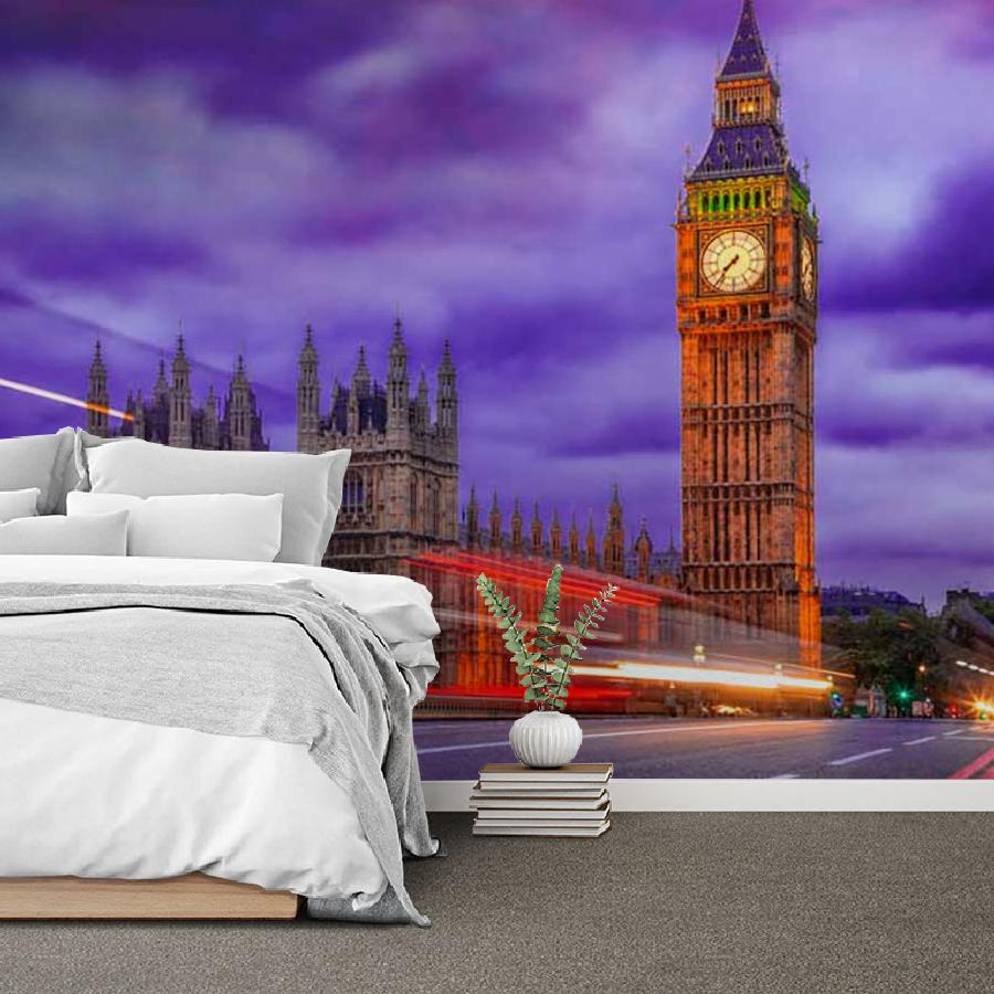 фотообои биг бен в сиреневых облаках 9-566