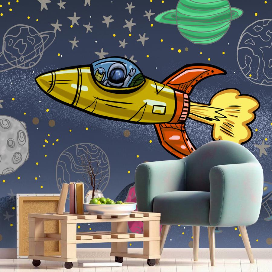 фотообои космос с желтой ракетой 14-661 фотообои космос с желтой ракетой 14-661