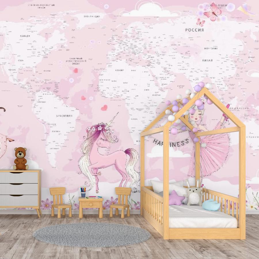 фотообои карта мира и балерины 14-540
