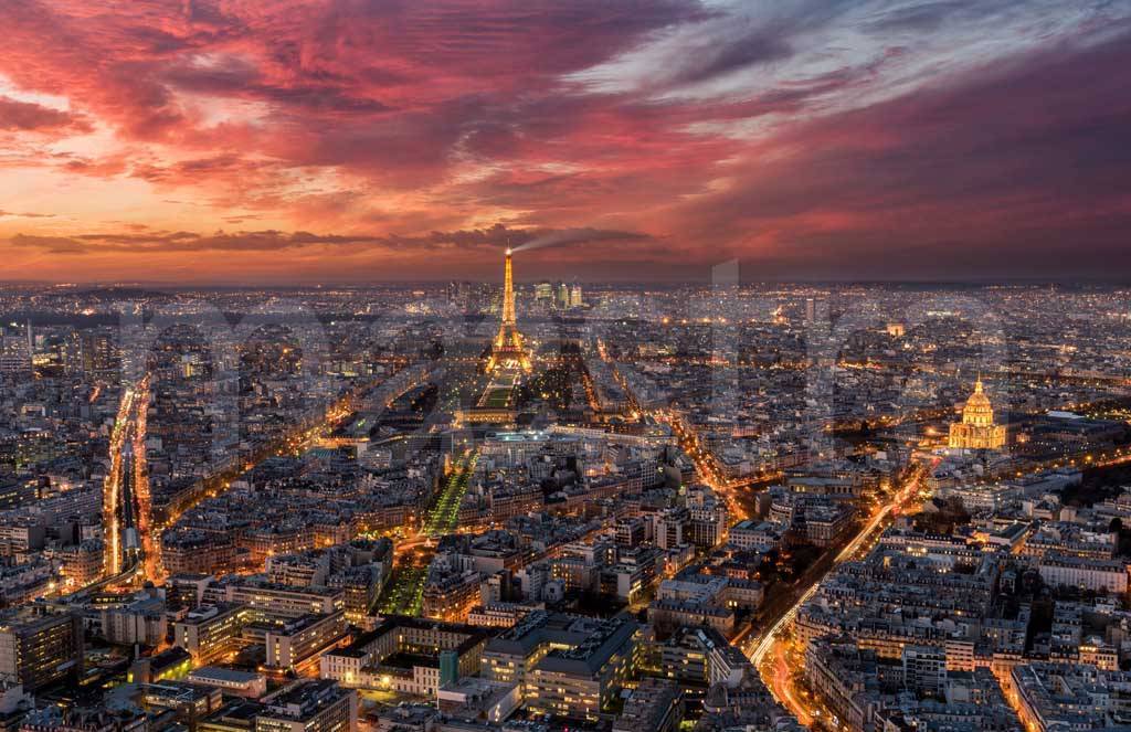 Фотообои Ночной Париж в огнях