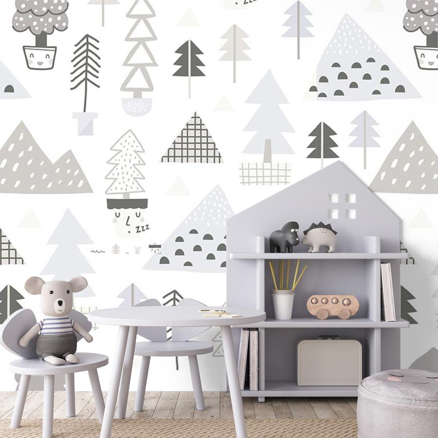 Фотообои и фотообои горы серые и елочки 12-706