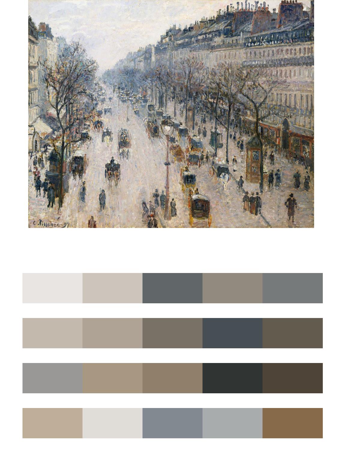 Улица Парижа 19 век цвета