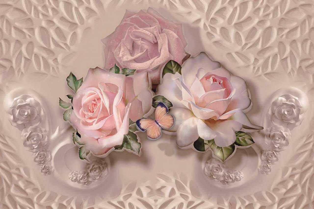 Фотообои Стереоскопические розовые розы