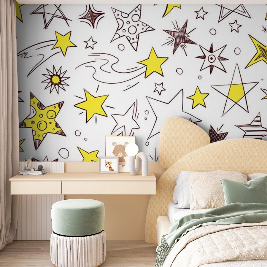 Фотообои и фотообои звездочки желтые 12-703