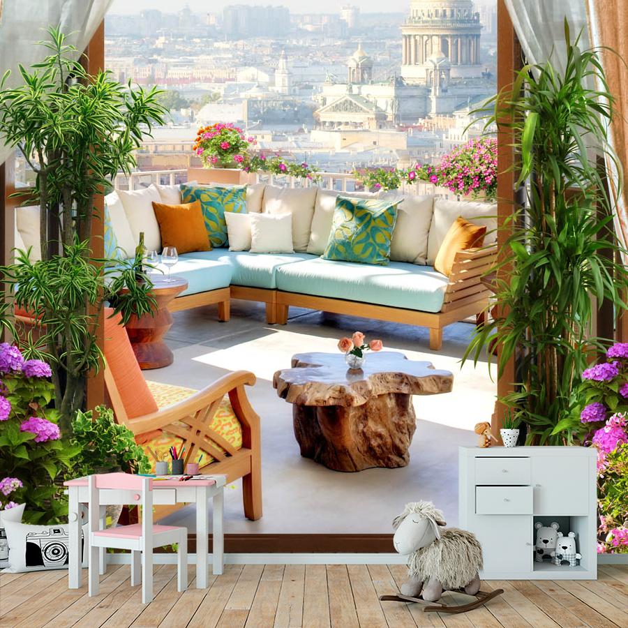 фотообои балкон в городе 19-0081