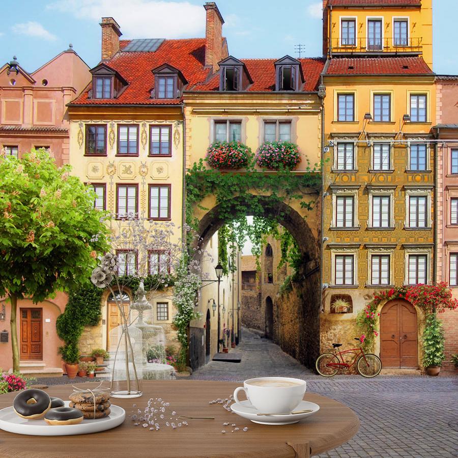 фотообои площадь с фонтаном 19-0064