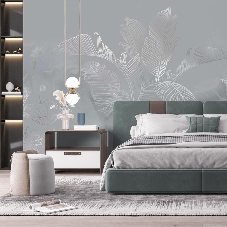 фотообои листья в темном тумане 13-1083