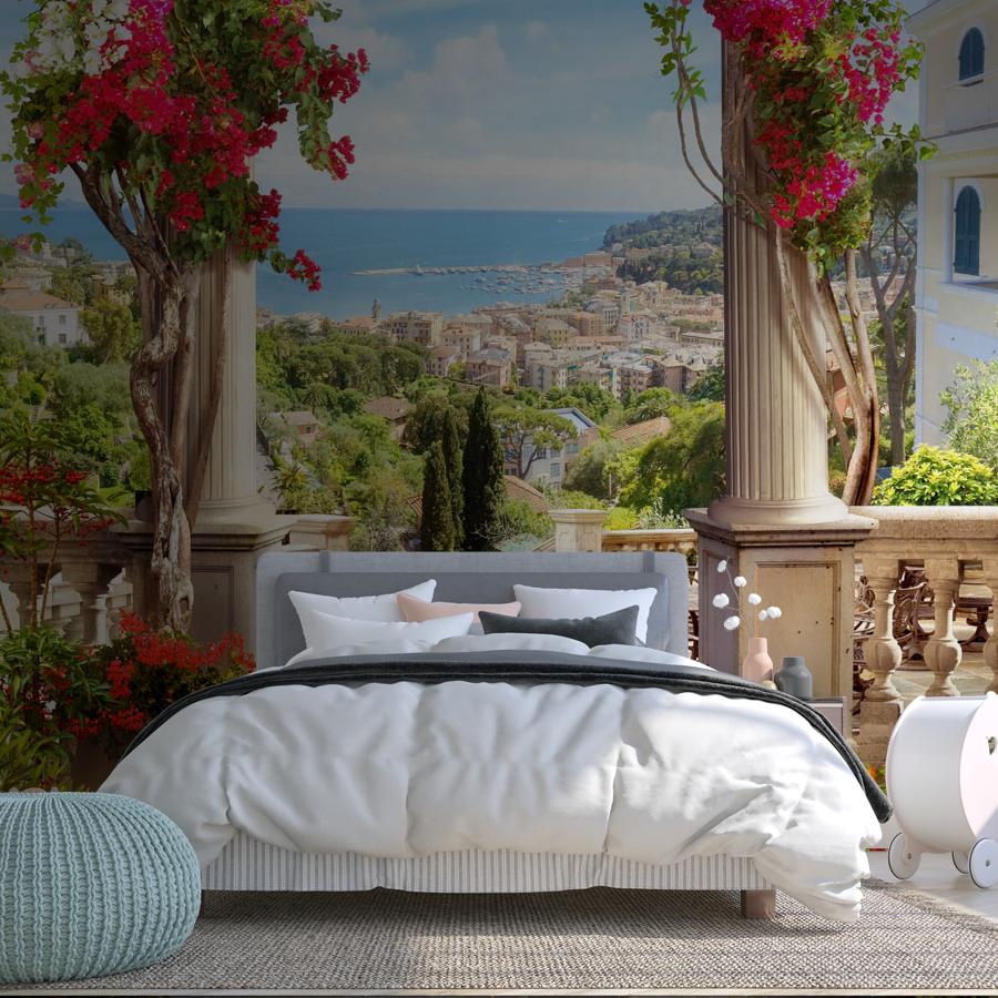 фотообои арка в цветах возле набережной 19-0134