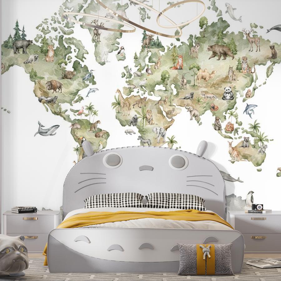 фотообои животные на карте мира 14-593