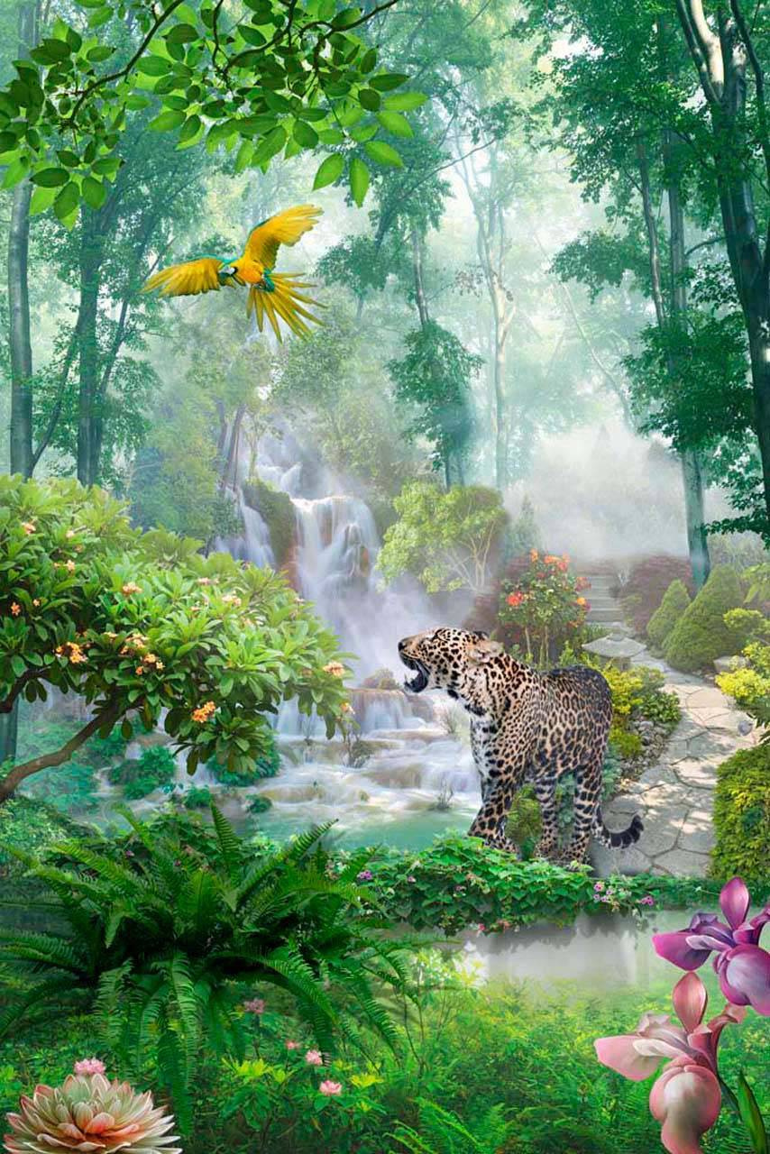 Фотообои Лес тропический с тигром