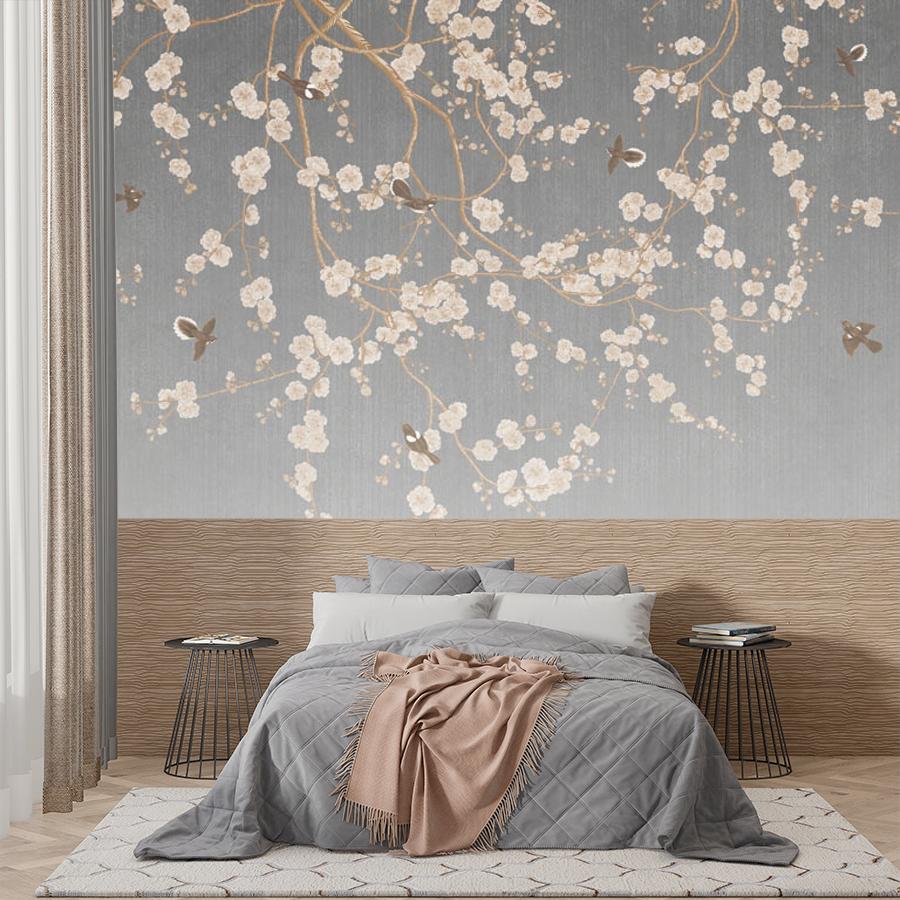 фотообои веточка сакуры и птицы 9-1481