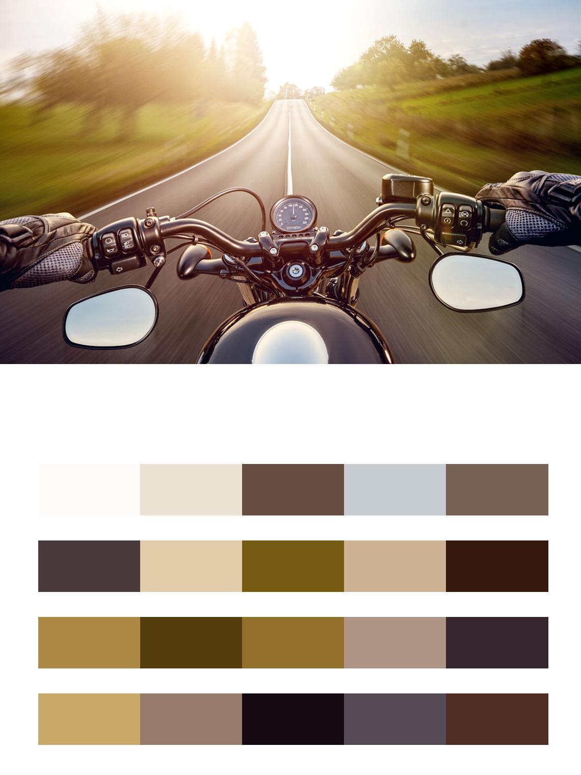 Дорога на мотоцикле цвета