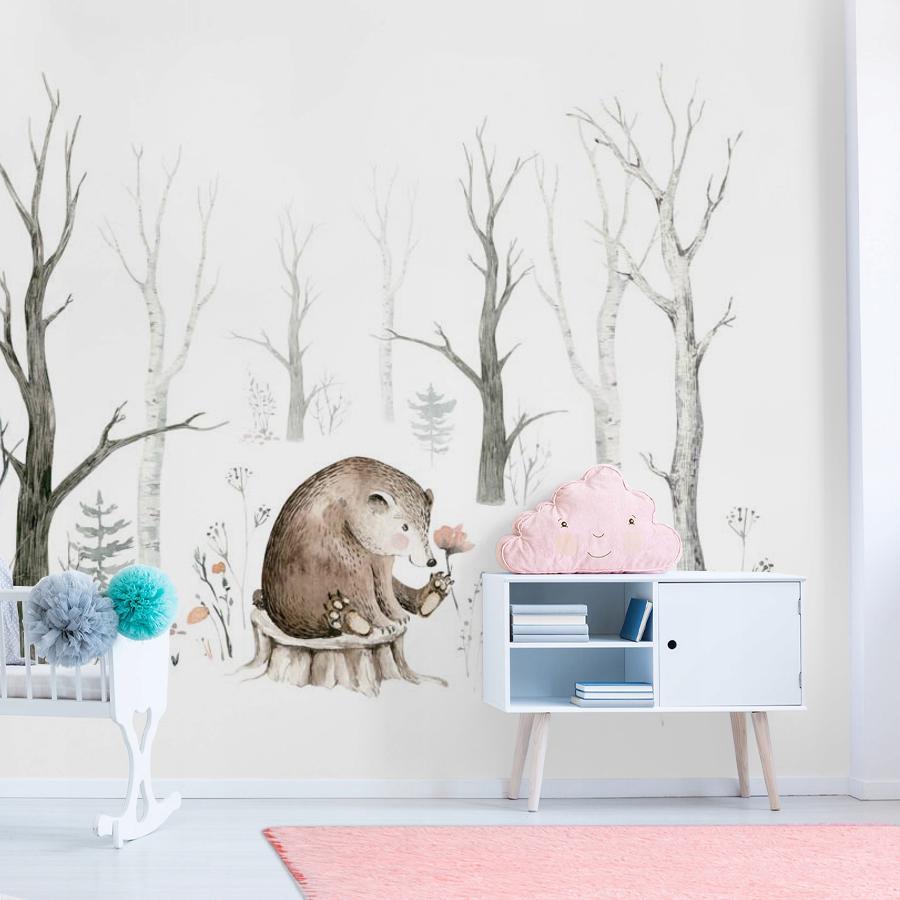 фотообои медвежонок в лесу 12-1146 фотообои медвежонок в лесу 12-1146