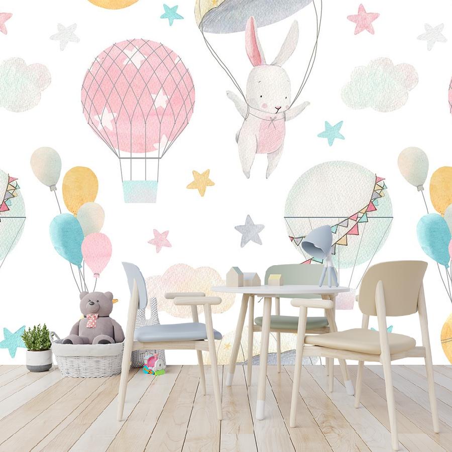 Фотообои и фотообои воздушные шары и зайцы 12-737