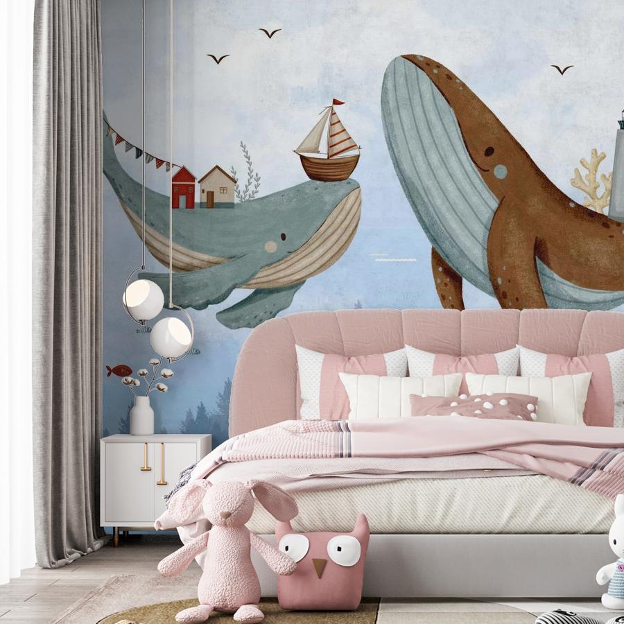 фотообои два кита над лесом 12-1800 фотообои два кита над лесом 12-1800