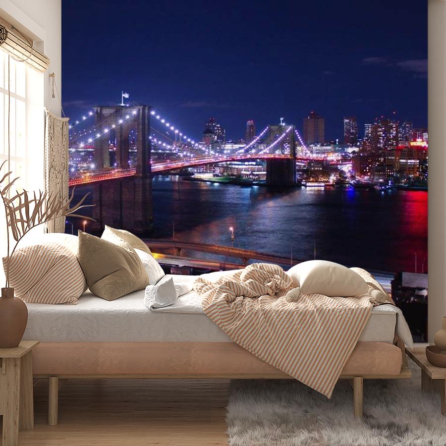 ночной бруклинский мост в синеве 9-848