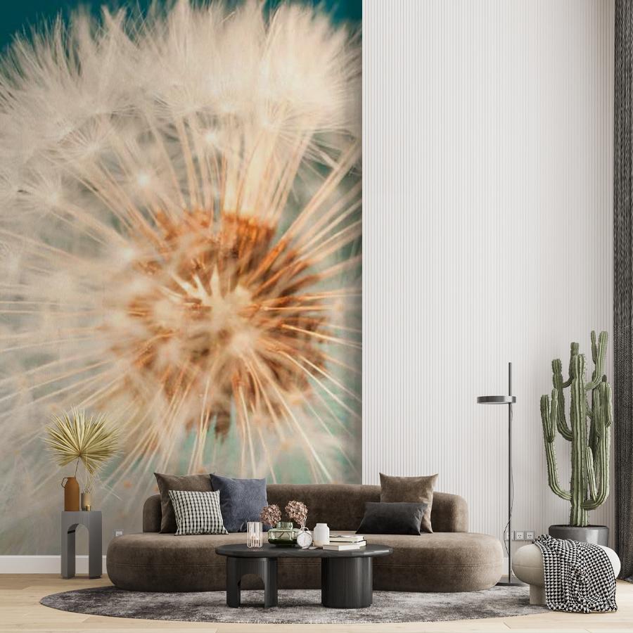 фотообои одуванчик на бирюзовом фоне 10-064