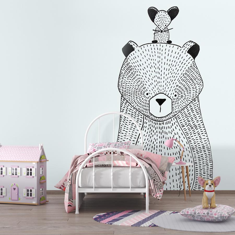фотообои в детскую. мишка с мышкой 14-720