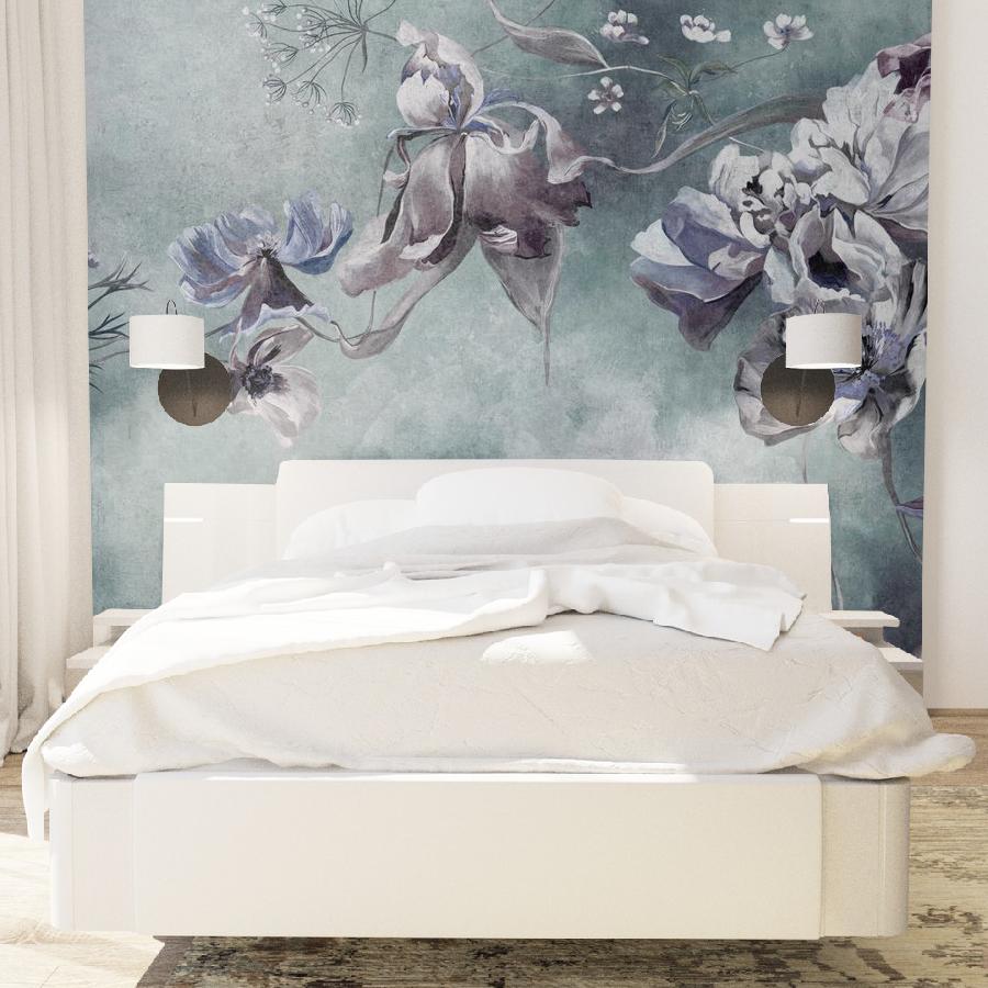 фотообои абстракция цветы на сером 12-1891