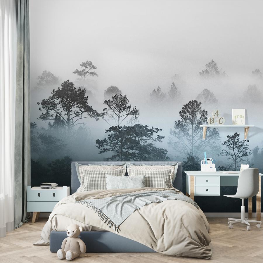 фотообои лес в утреннем тумане 9-2026
