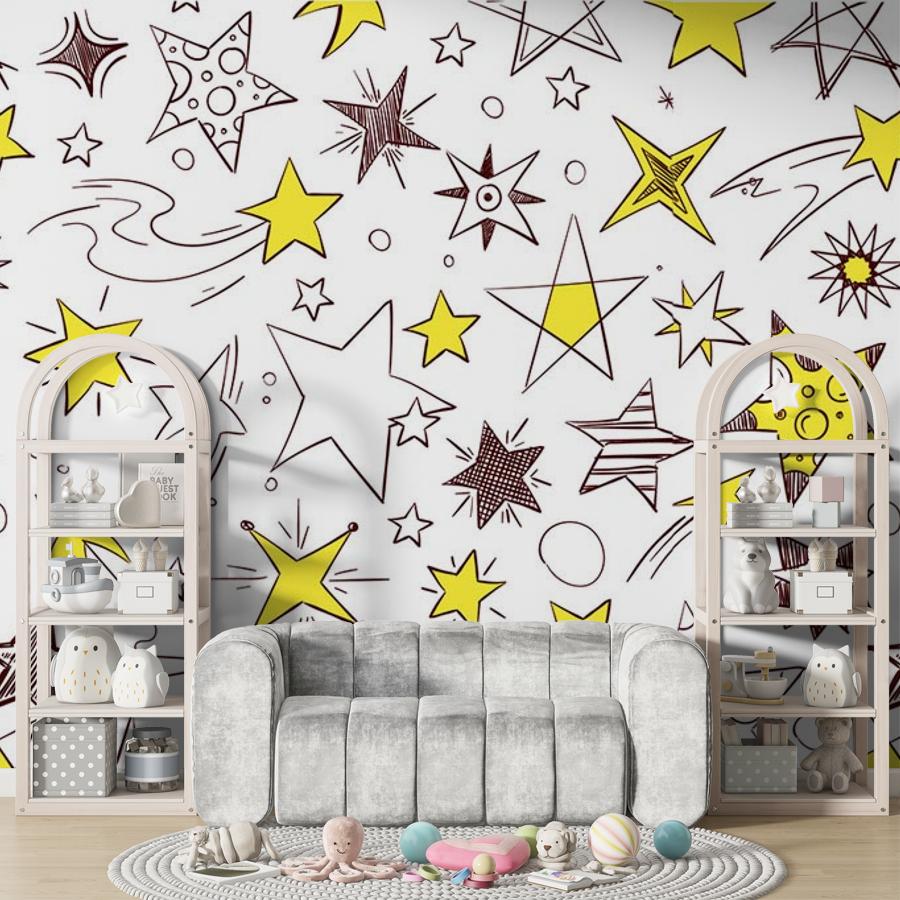 Фотообои и фотообои звездочки желтые 12-703