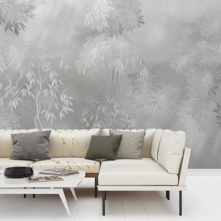 фотообои деревья в дымке серые 13-1116