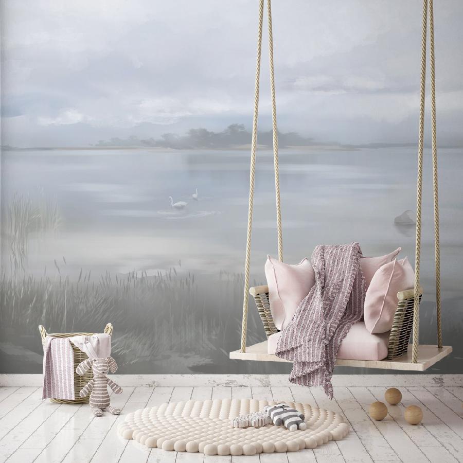 фотообои озеро в утреннем тумане 13-1101