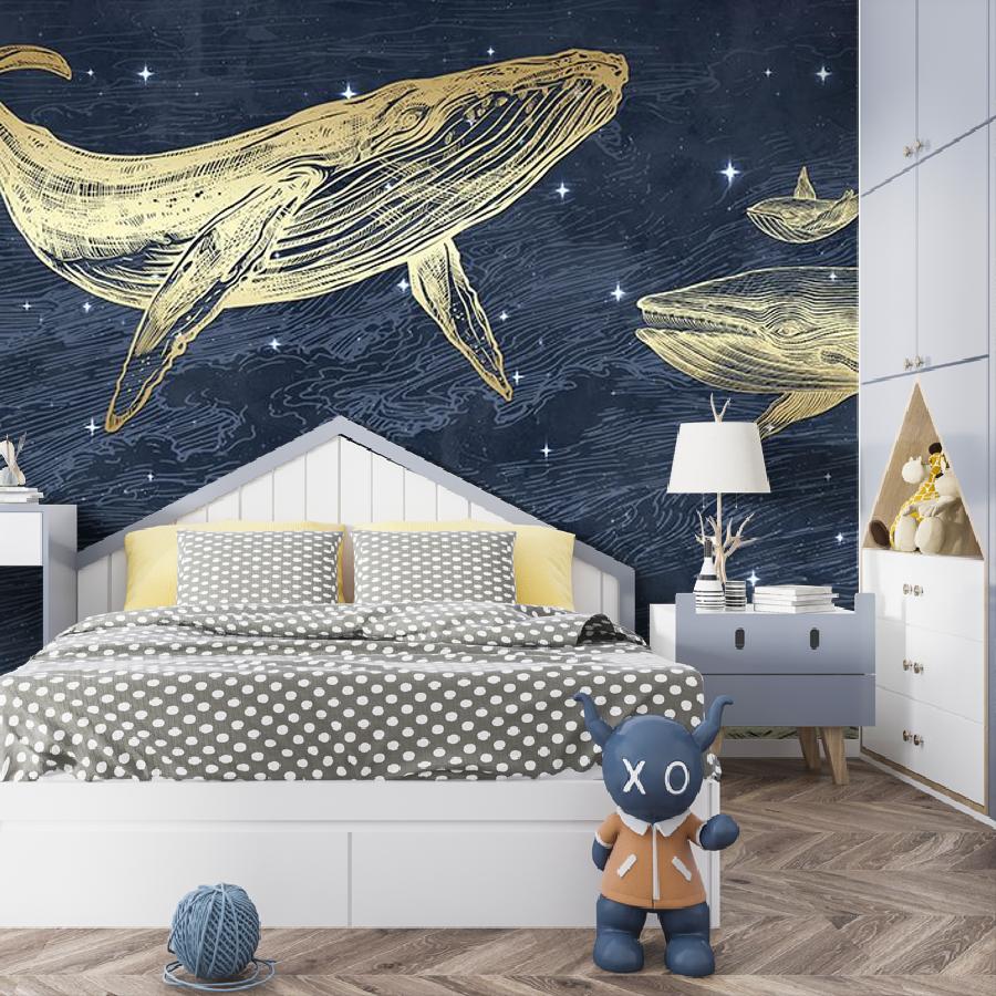 фотообои золотые киты на синем фоне 14-764 фотообои золотые киты на синем фоне 14-764