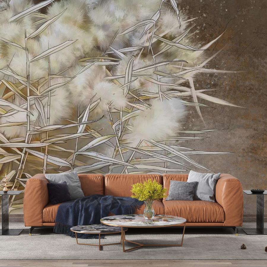 фотообои камыш на коричневом фоне 10-957