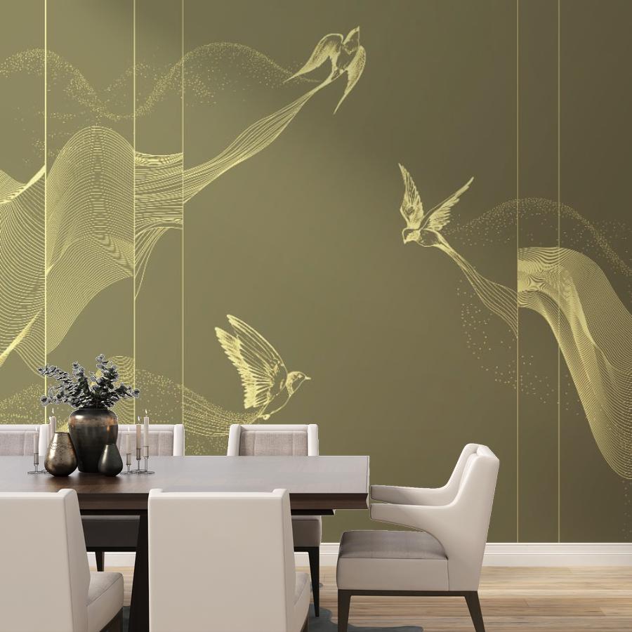 фотообои птицы золотые на стену 14-1183