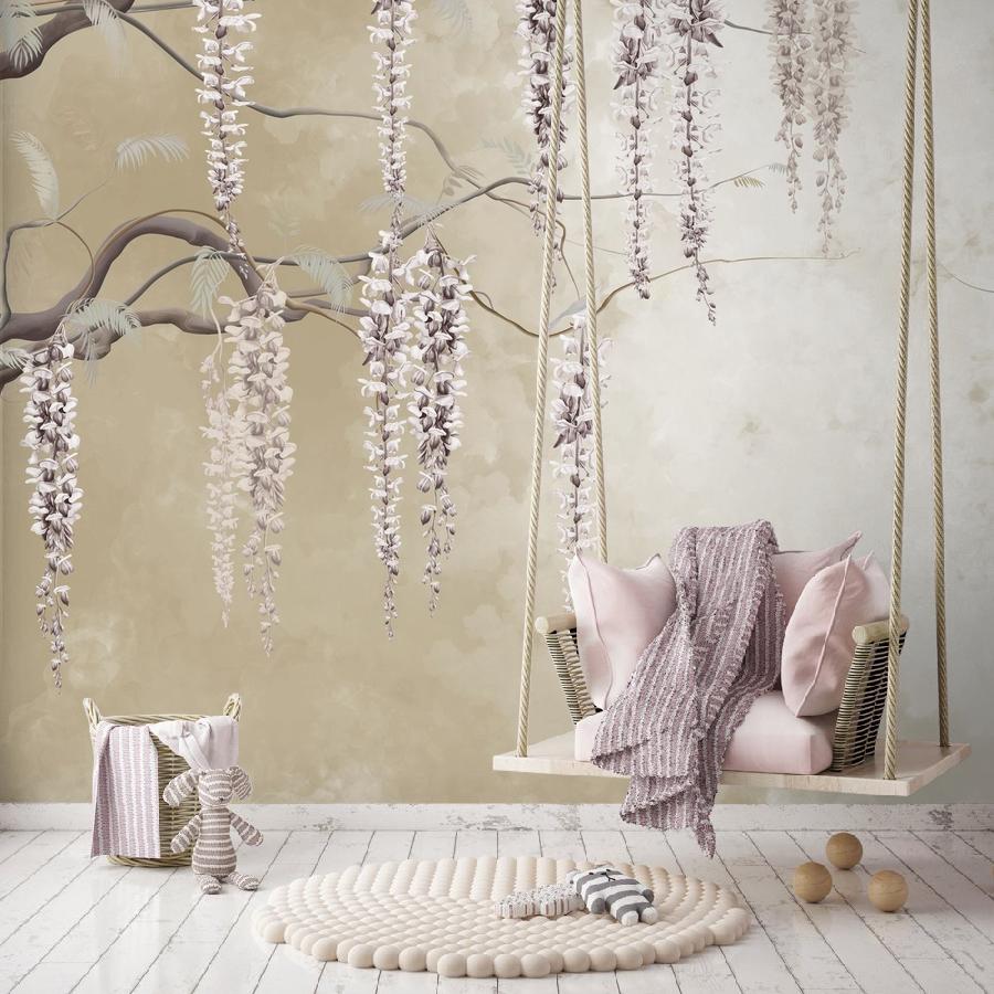 фотообои веточки свисающие глицинии 13-1120