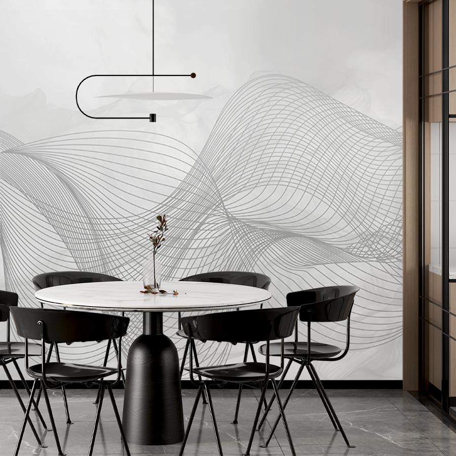 фотообои линии на серой дымке 9-1785