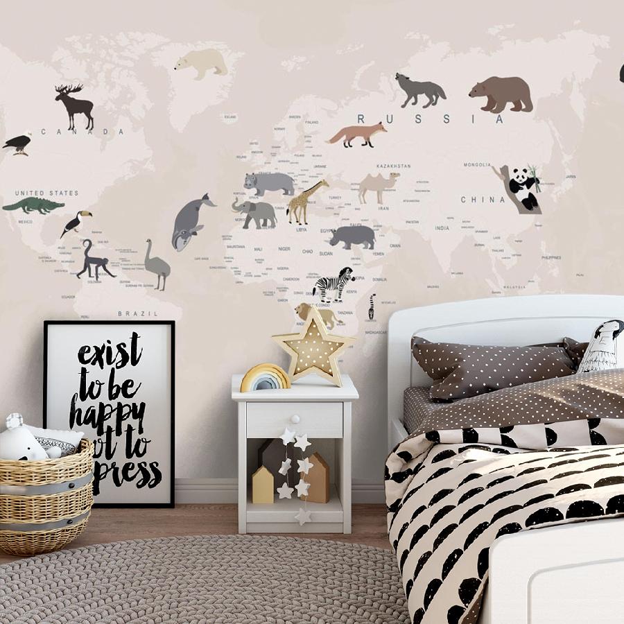 фотообои карта и животные 12-789