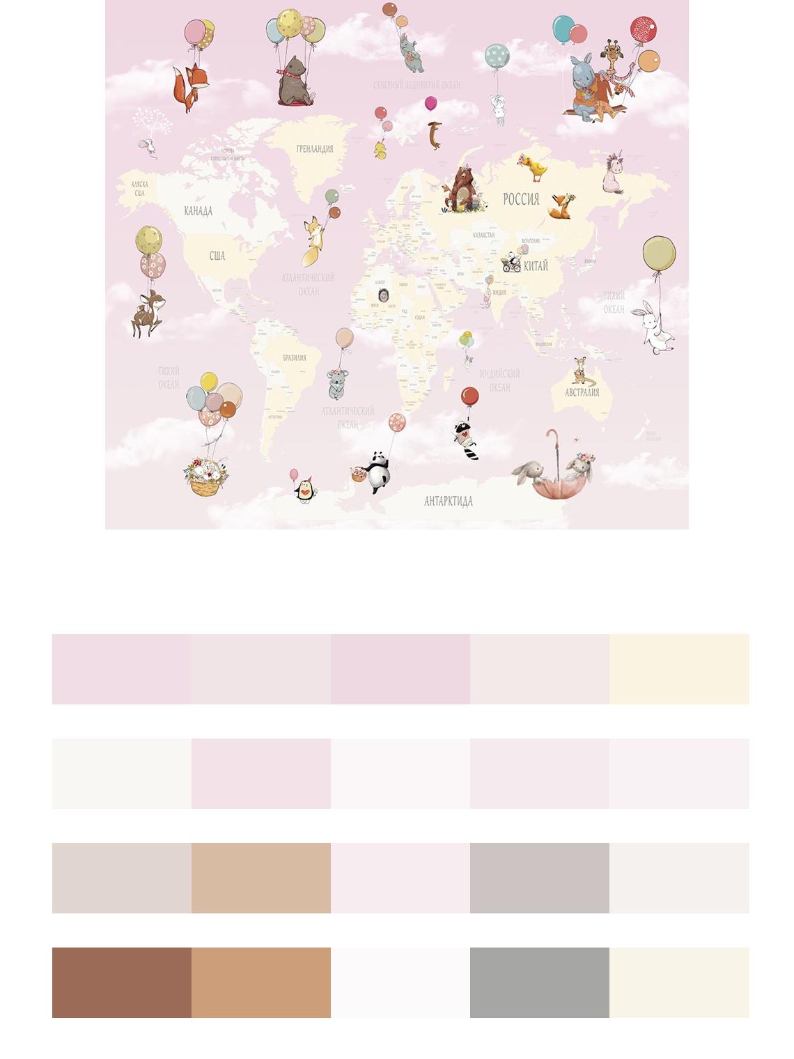 Карта мира на розовом фоне цвета