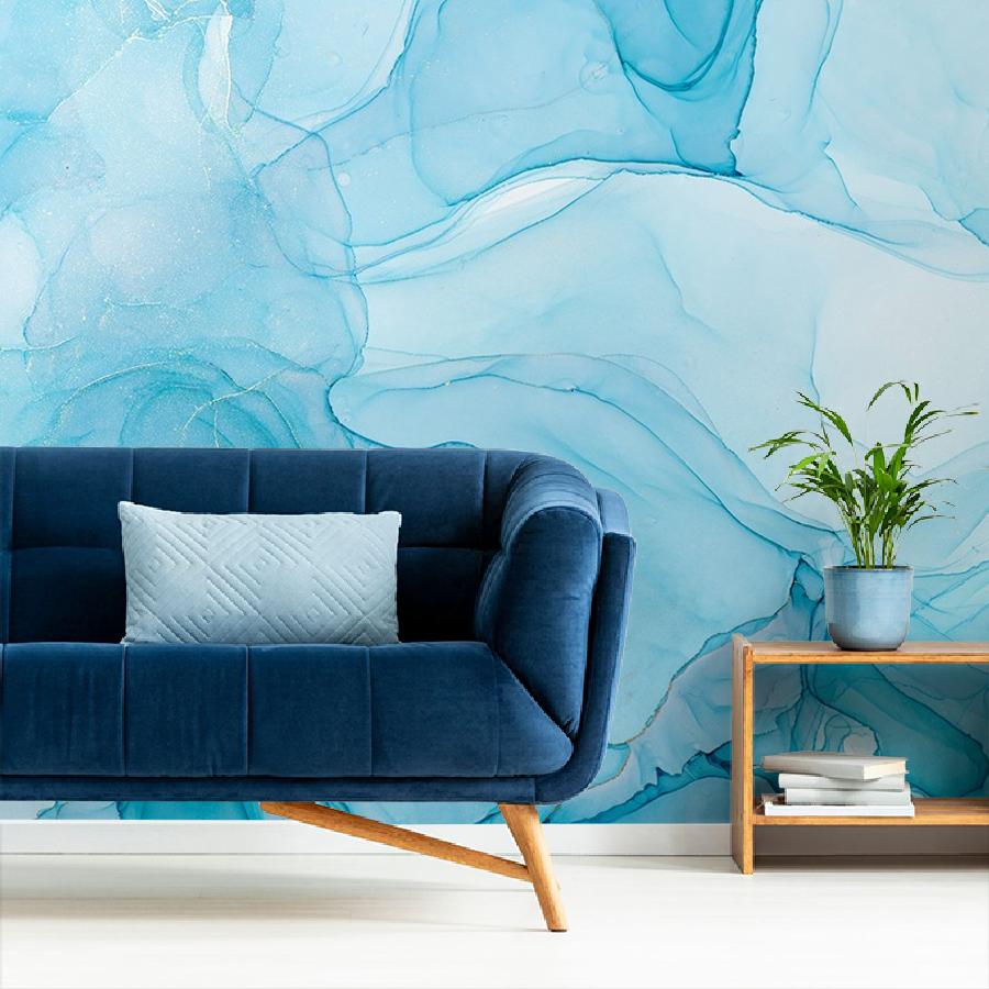 фотообои голубой мрамор с прожилками 9-1789
