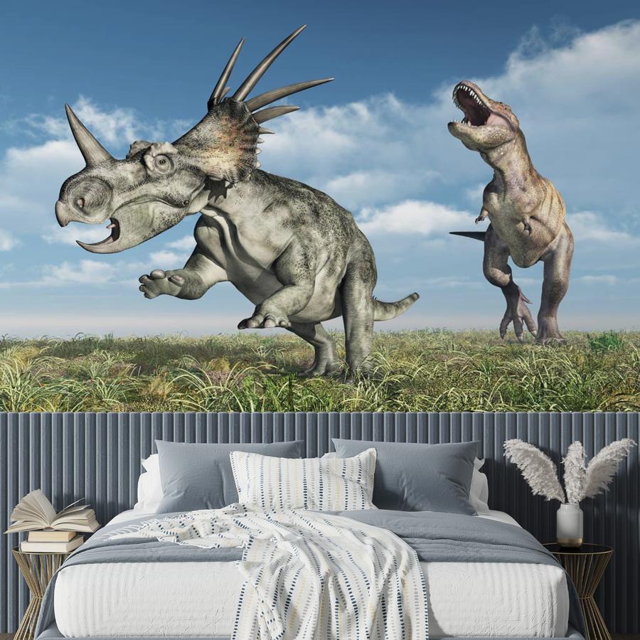 фотообои стиракозавр и тараннозавр 12-1120