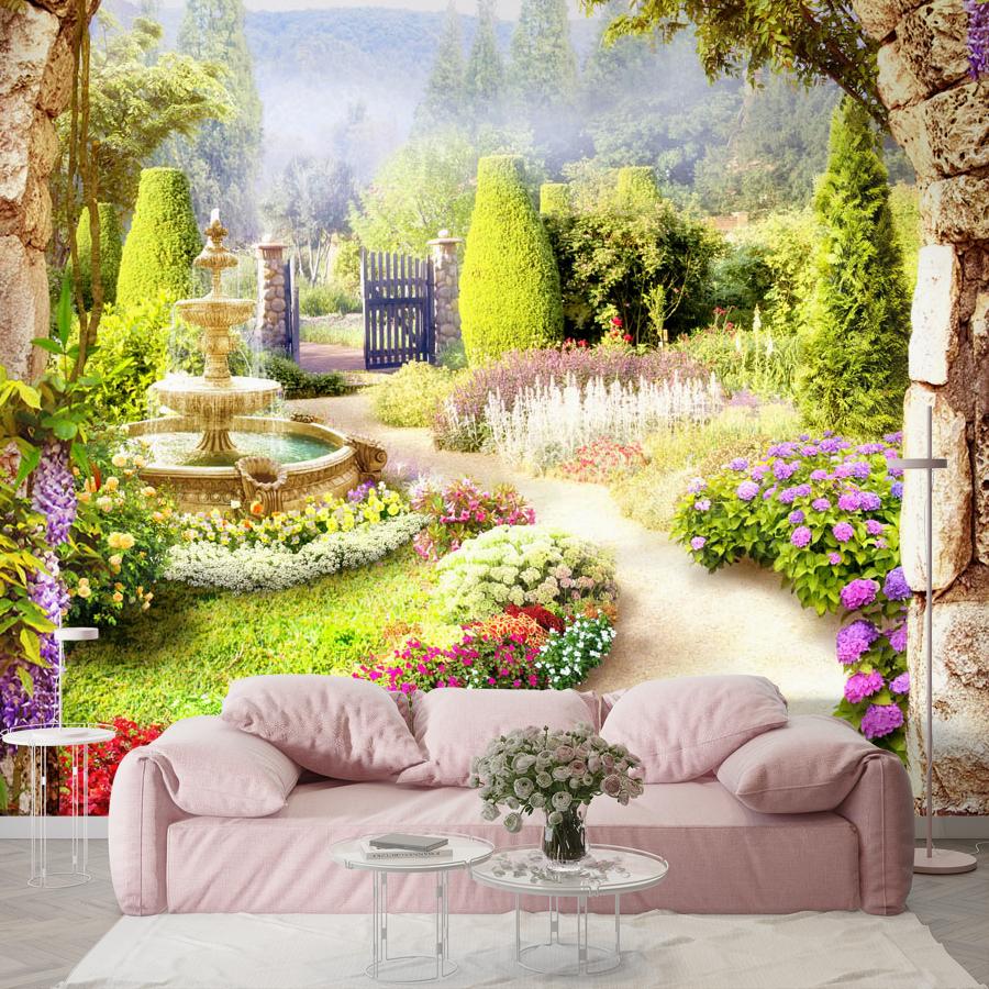 фотообои дорожка по цветущему саду 19-0133