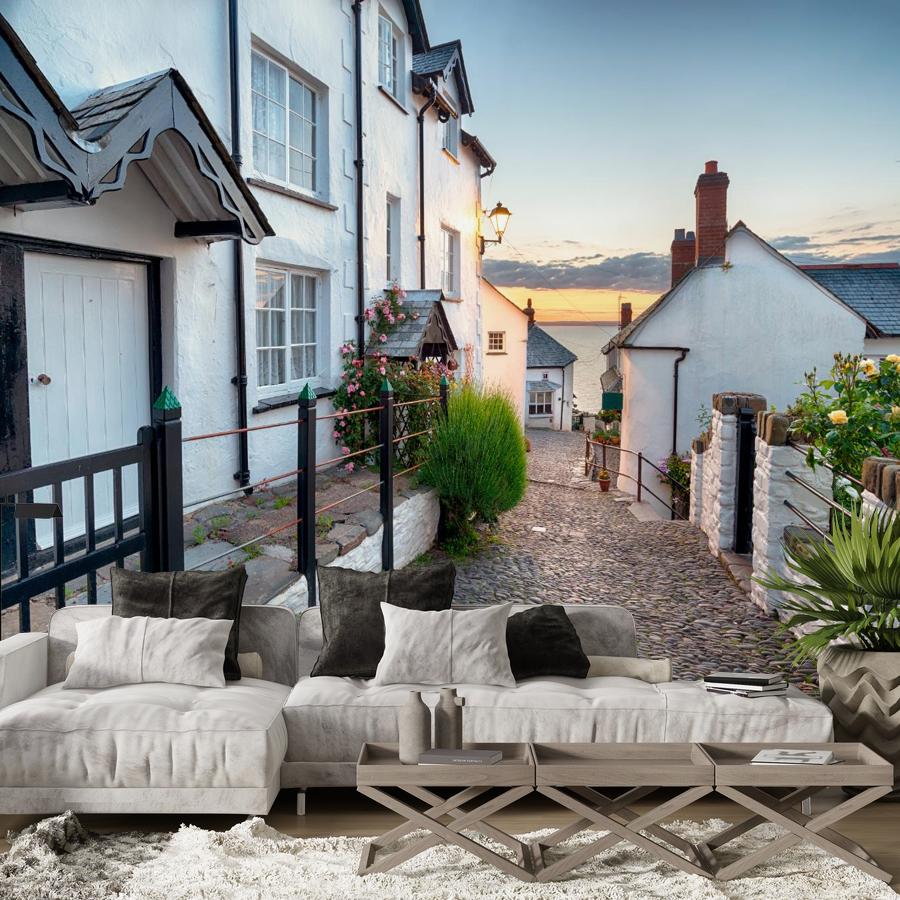 фотообои улочка с белыми домами 9-1412 фотообои улочка с белыми домами 9-1412