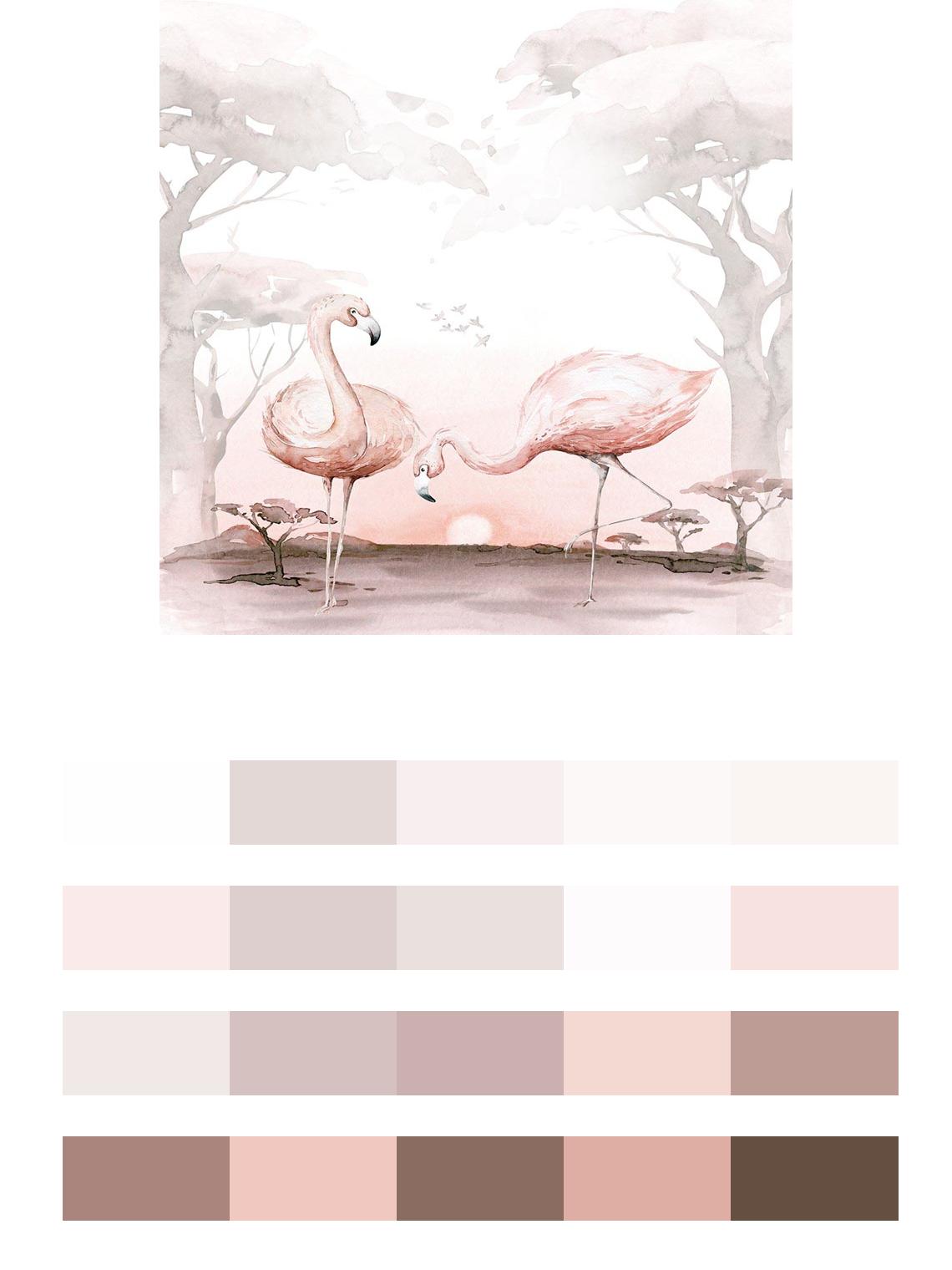 Фламинго в лесу цвета