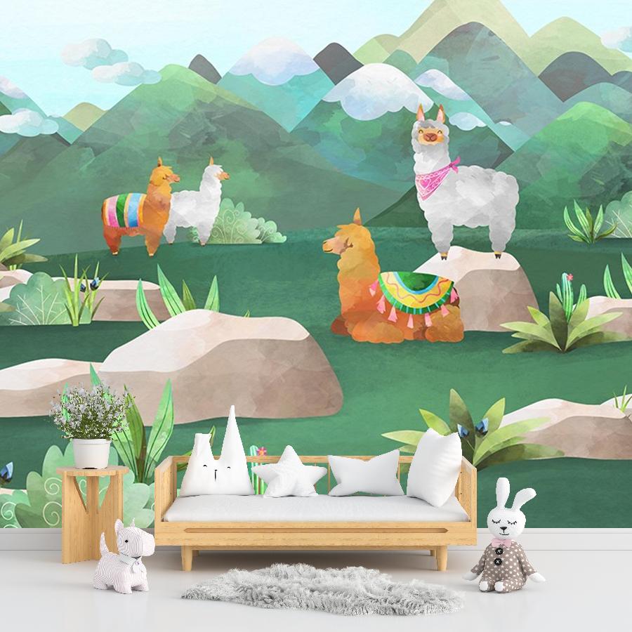 фотообои детские. альпаки на полянке 12-1616