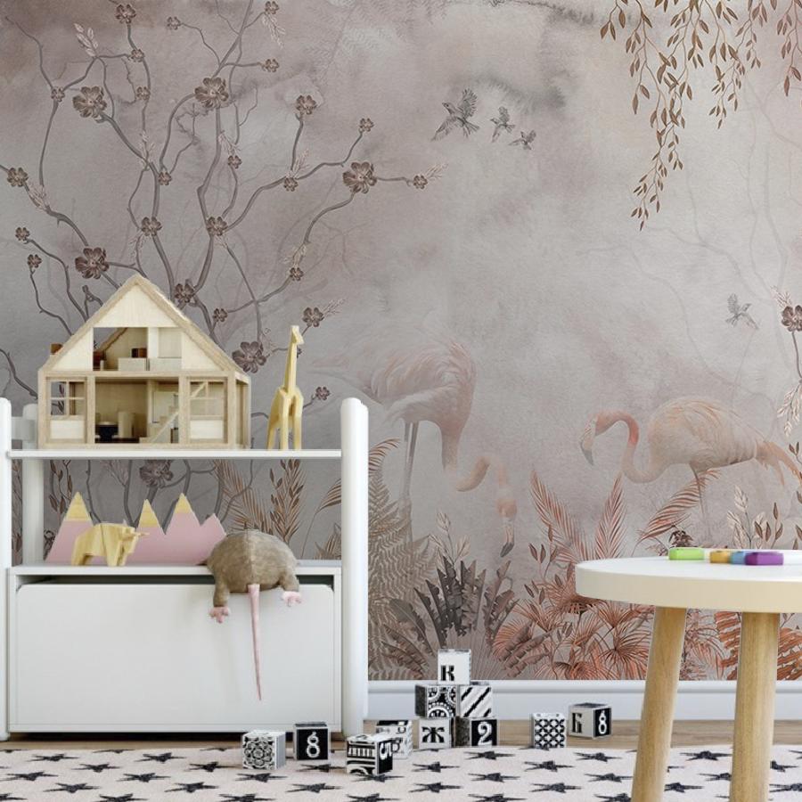 фотообои фламинго в тумане 12-1591