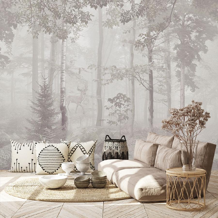 фотообои олень в туманном лесу 14-888