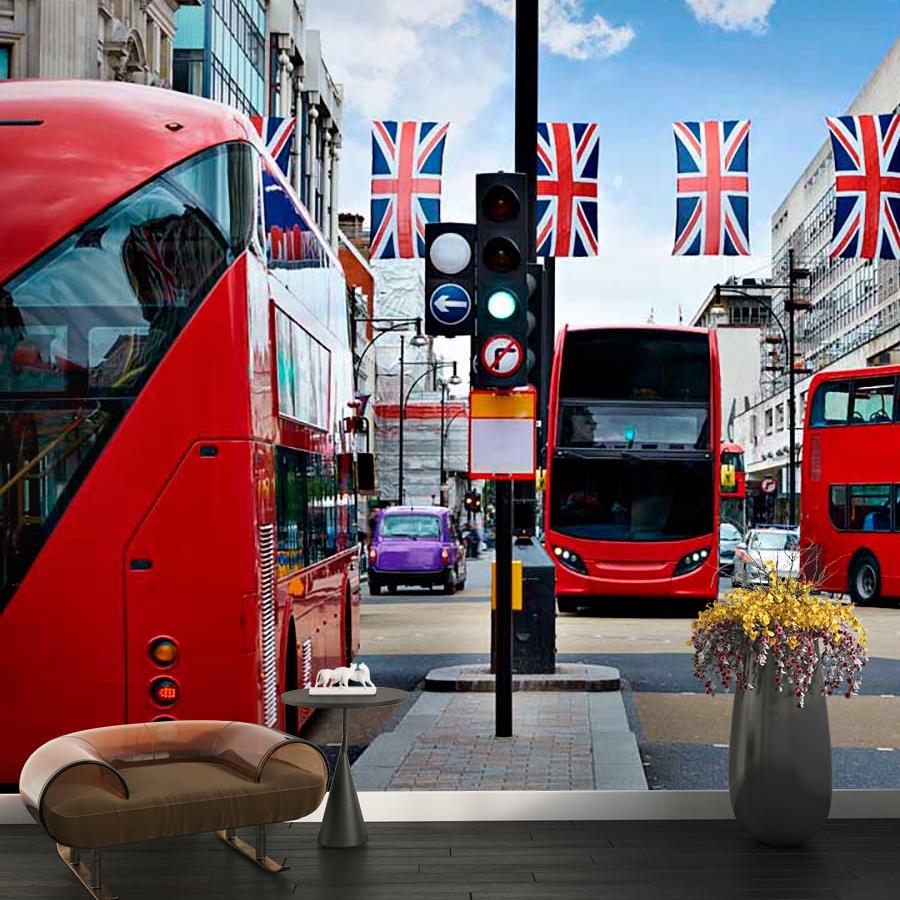 фотообои красные автобусы лондона 9-550