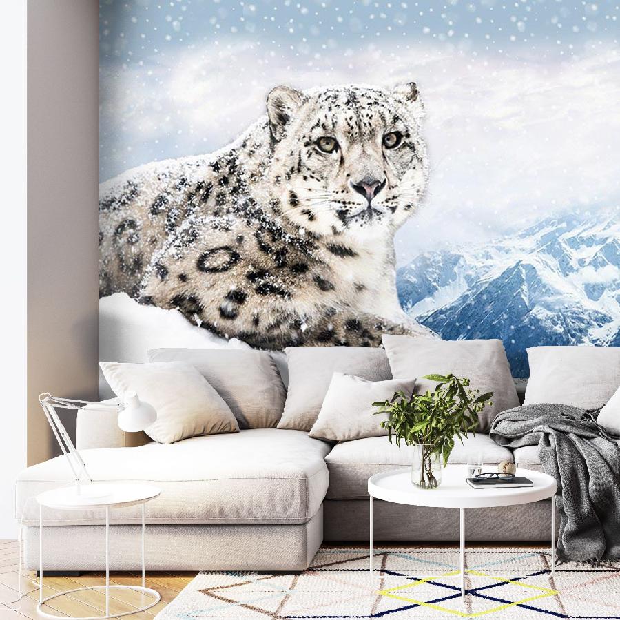 фотообои снежный барс в горах 14-279