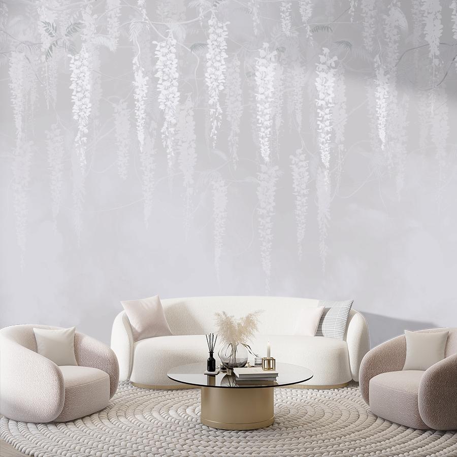 фотообои свисающие веточки белые 13-1111