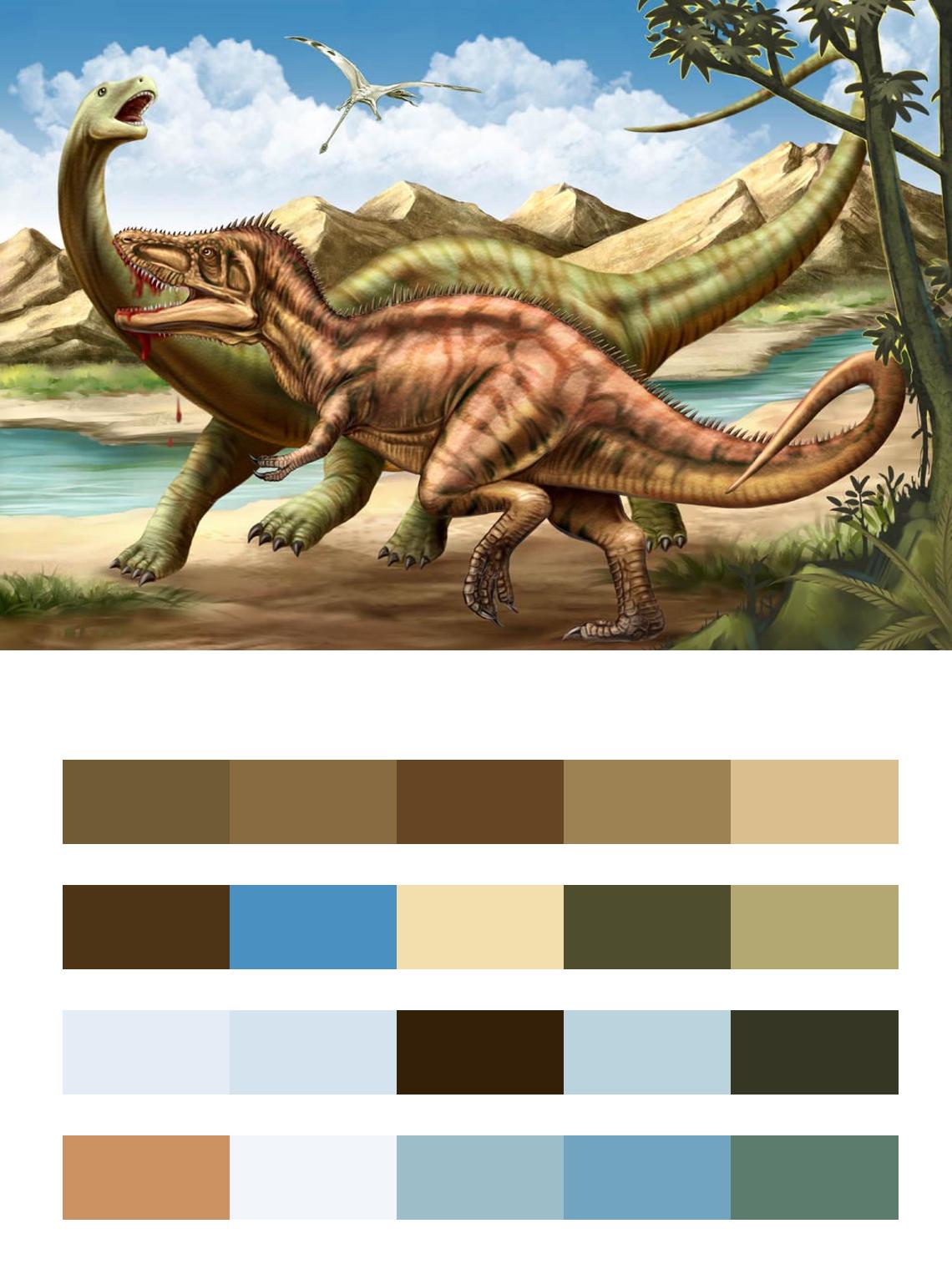 Динозавр Раджазавр цвета