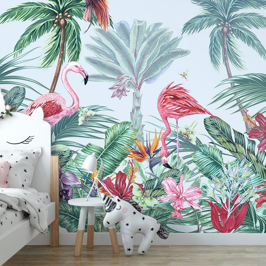 фотообои фламинго в джунглях 12-1589